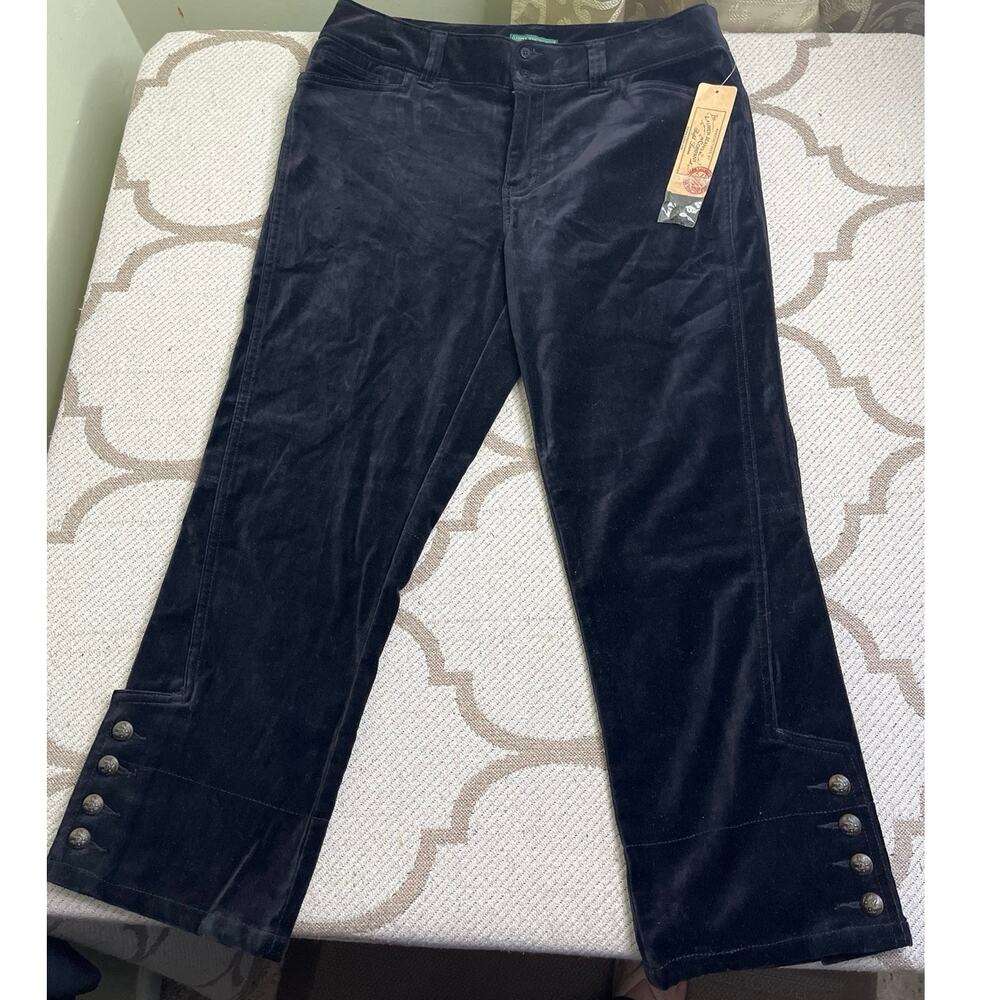 Lauren Jeans Co Ralph Lauren Regent Street Velvet Pants Button Hem Y2K Size 8